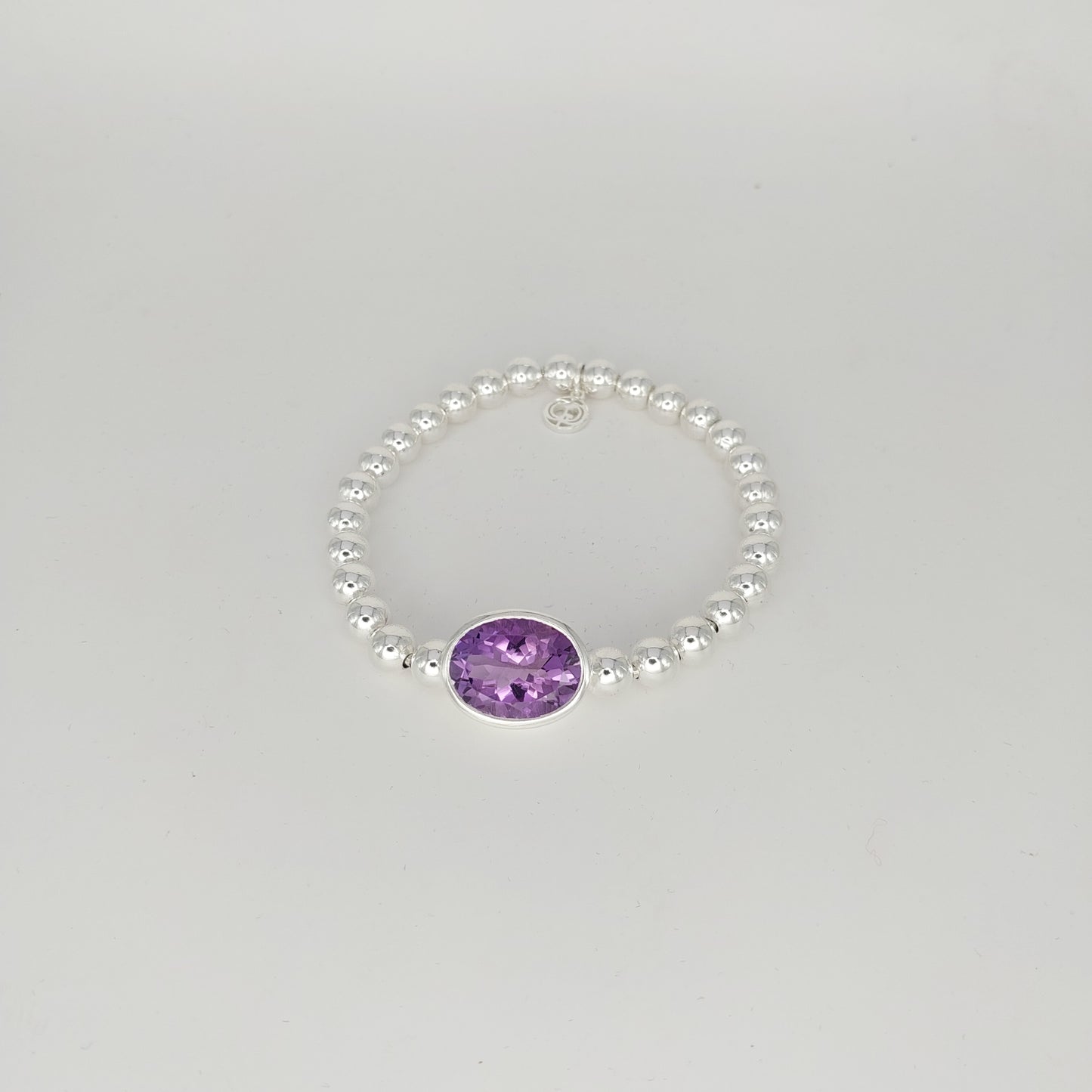 925 Sterling Silver Triple Gemstone Stretch Bracelet | Blue Topaz, Amethyst & Citrine | Handmade Luxury Beaded Bracelet