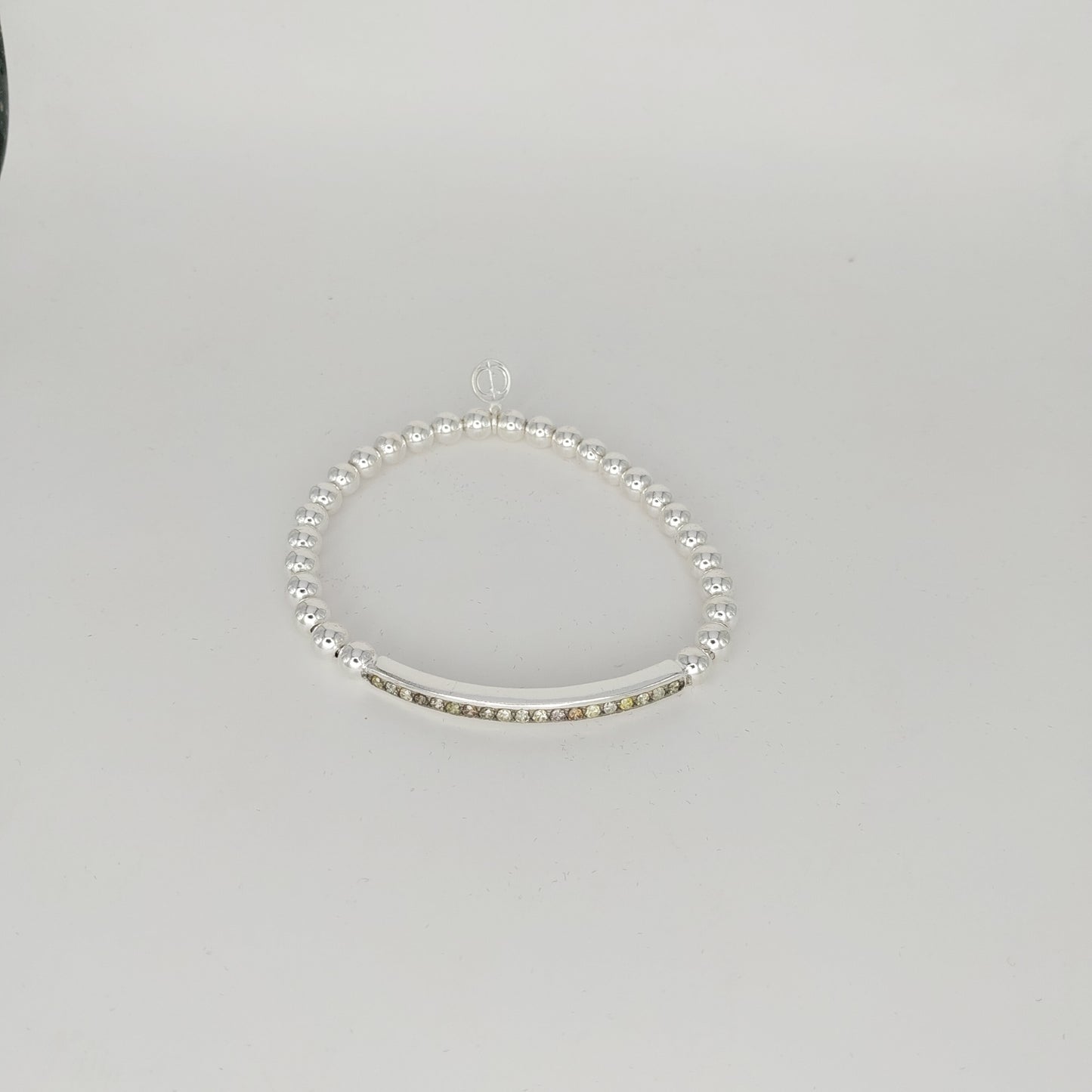 925 Sterling Silver Diamond Bar Stretch Bracelet | Handmade Black Diamond Bar Bracelet