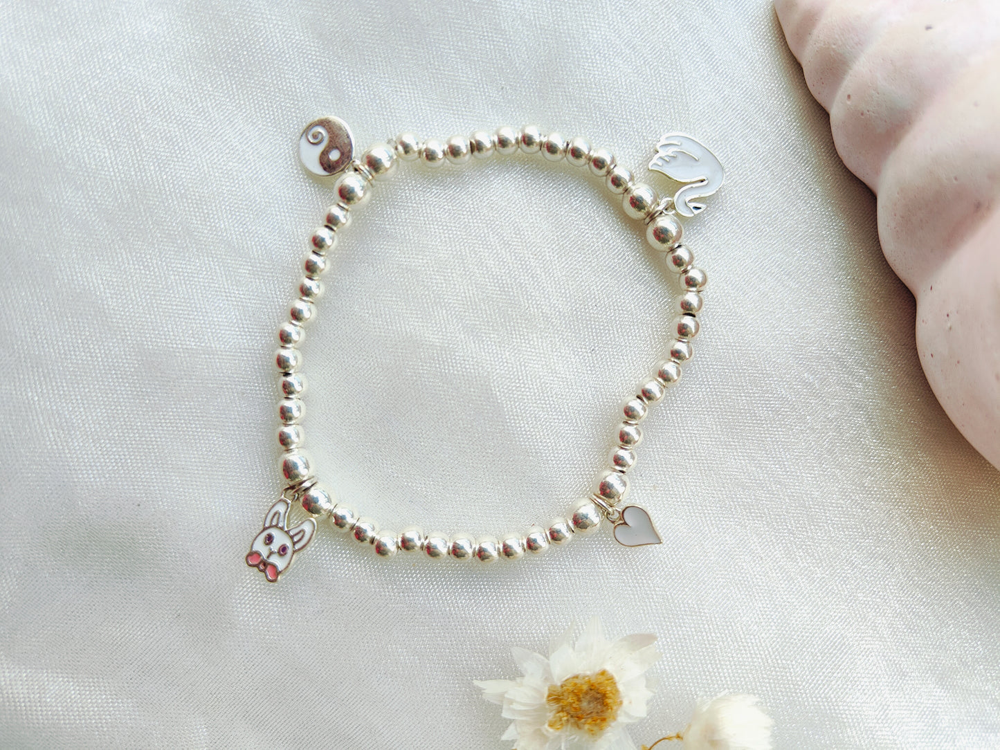 Silver Charms & Beads' Stretchable Bracelet