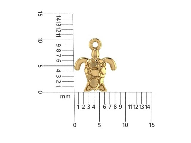 14K Yellow Gold Turtle Charm