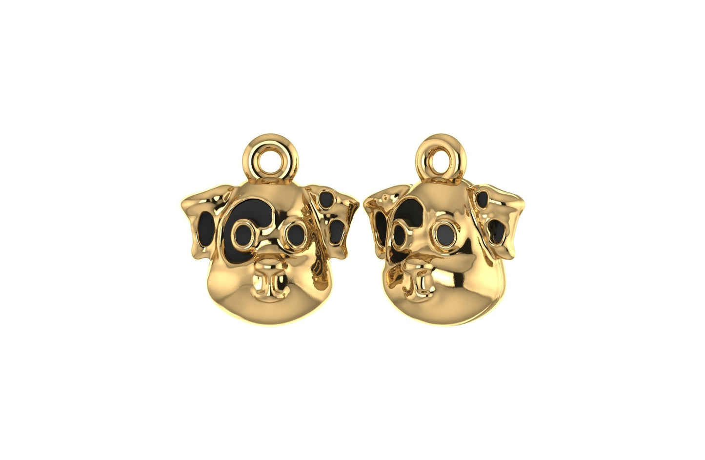 14K Yellow Gold Dalmatian Dog Face Charm