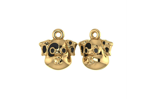 14K Yellow Gold Dalmatian Dog Face Charm