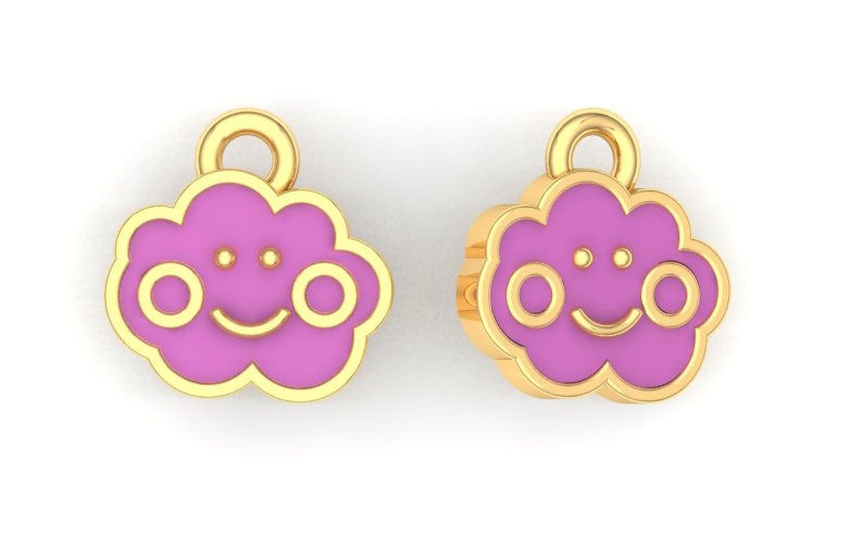 14K Yellow Gold Smiling Cloud Charm