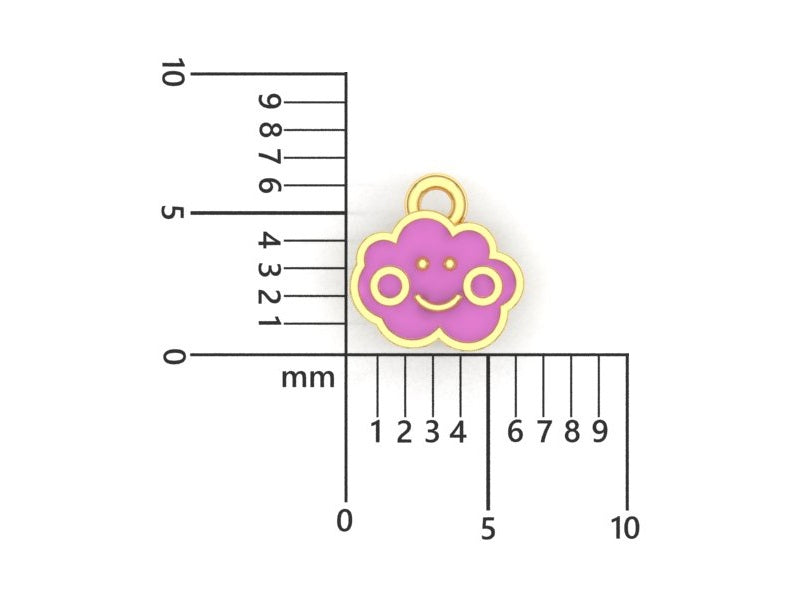 14K Yellow Gold Smiling Cloud Charm