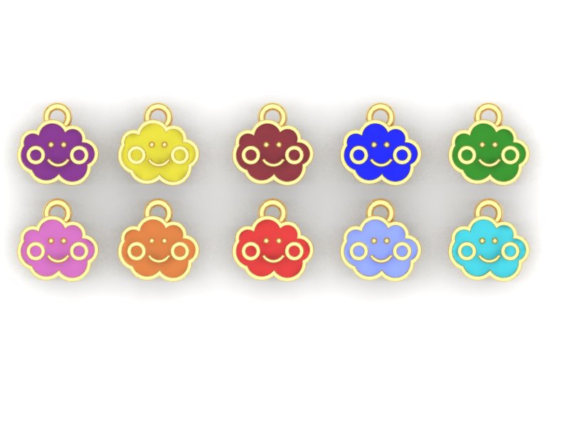 14K Yellow Gold Smiling Cloud Charm