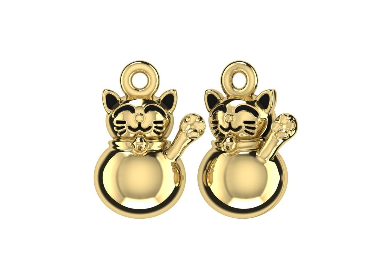 14K Yellow Gold Rave Cat Charm