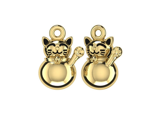 14K Yellow Gold Rave Cat Charm