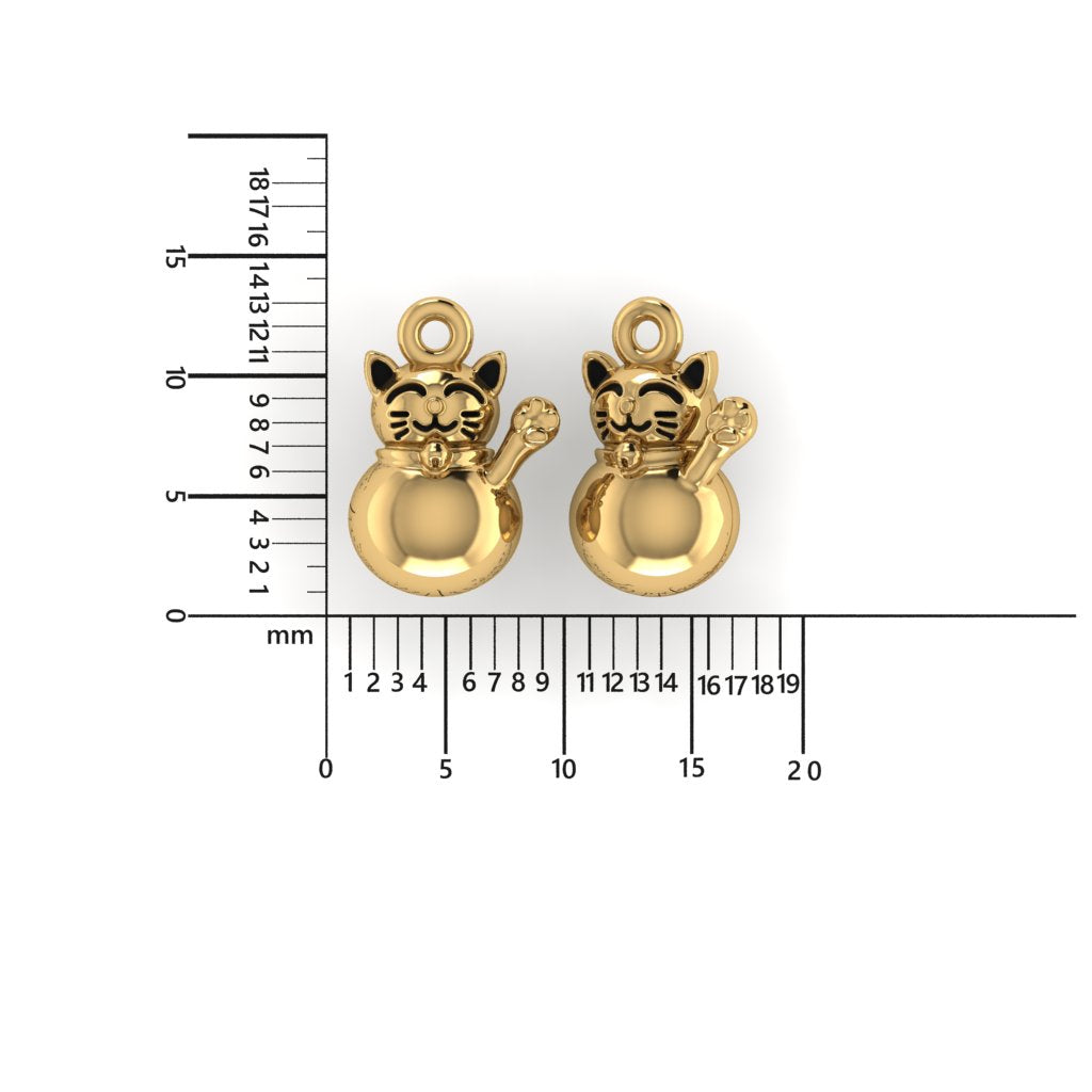 14K Yellow Gold Rave Cat Charm