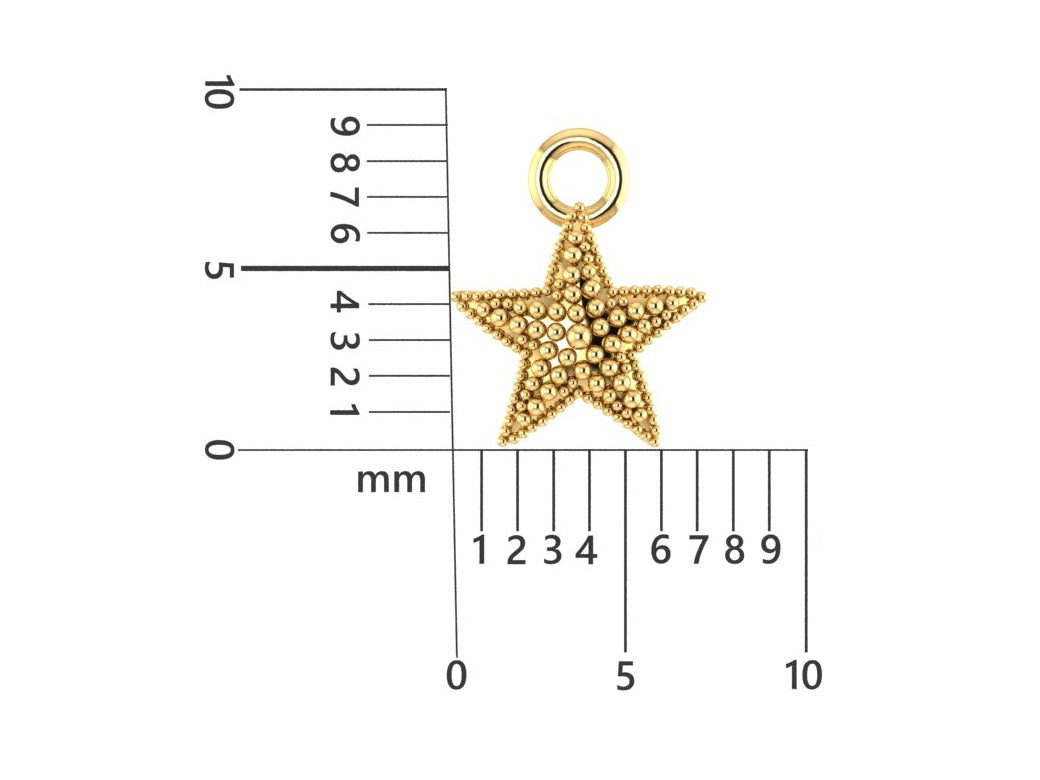 14K Yellow Gold Starfish Charm
