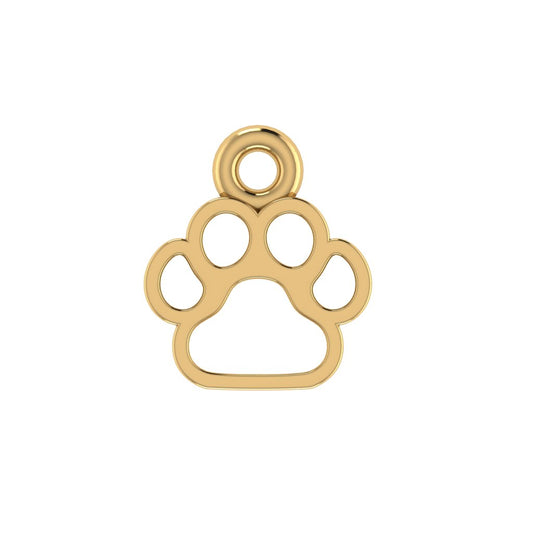 14K Yellow Gold Paw Claw Shape Charm