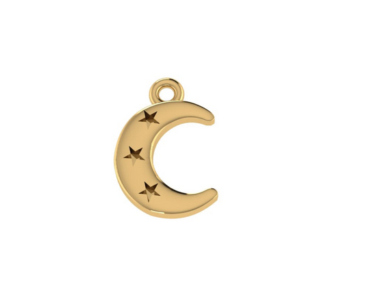 14K Yellow Gold Moon Star Charm
