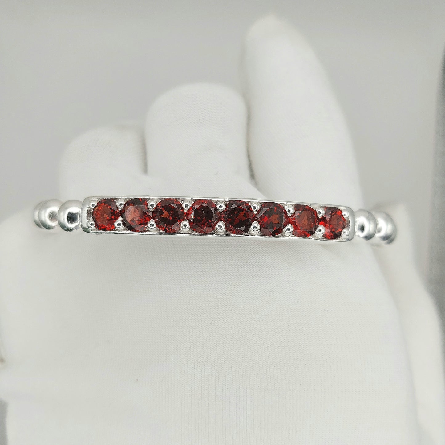 Handmade 925 Sterling Silver Premium Stretch Bracelet with Gemstone Bar – Minimalist Beaded Bracelet for Women & Men