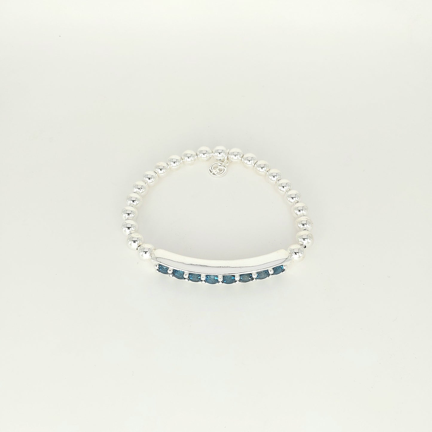 Handmade 925 Sterling Silver Premium Stretch Bracelet with Gemstone Bar – Minimalist Beaded Bracelet for Women & Men