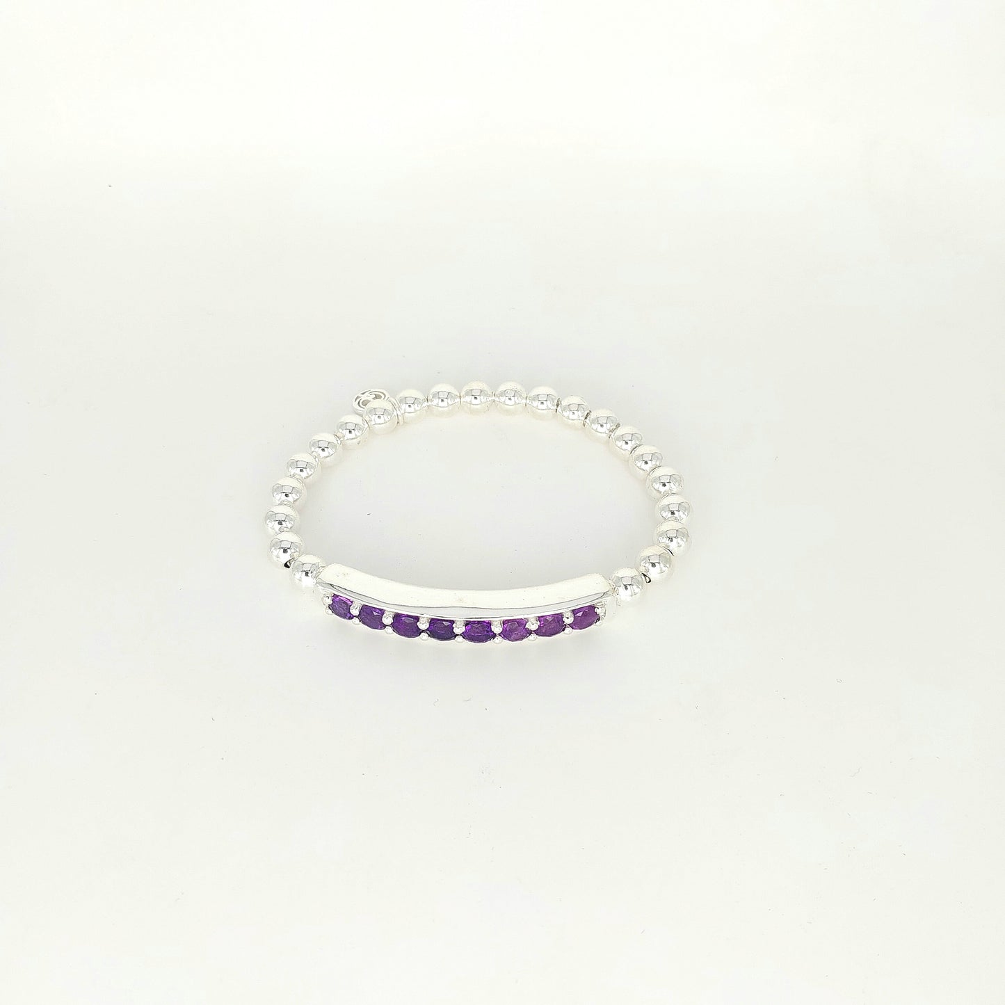 Handmade 925 Sterling Silver Premium Stretch Bracelet with Gemstone Bar – Minimalist Beaded Bracelet for Women & Men