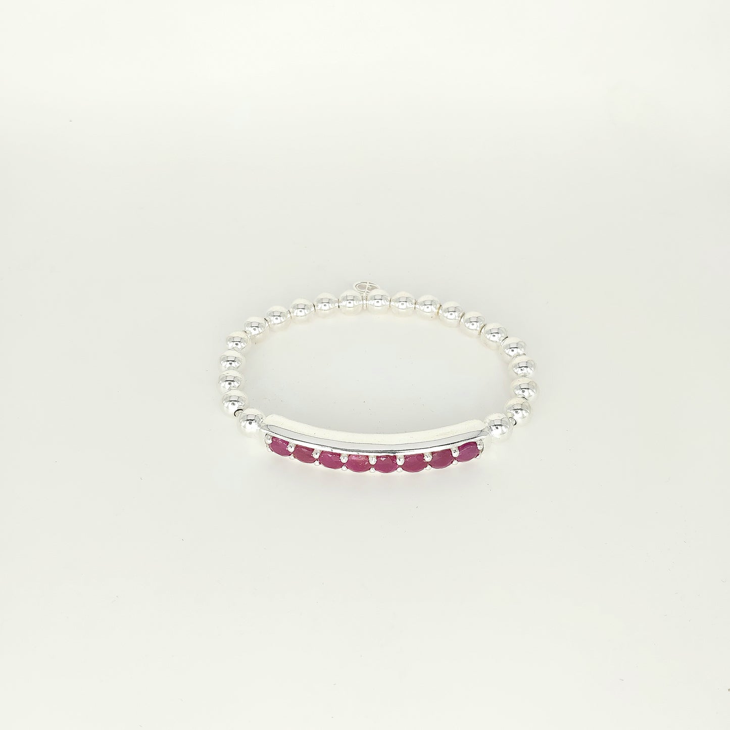 Handmade 925 Sterling Silver Premium Stretch Bracelet with Gemstone Bar – Minimalist Beaded Bracelet for Women & Men