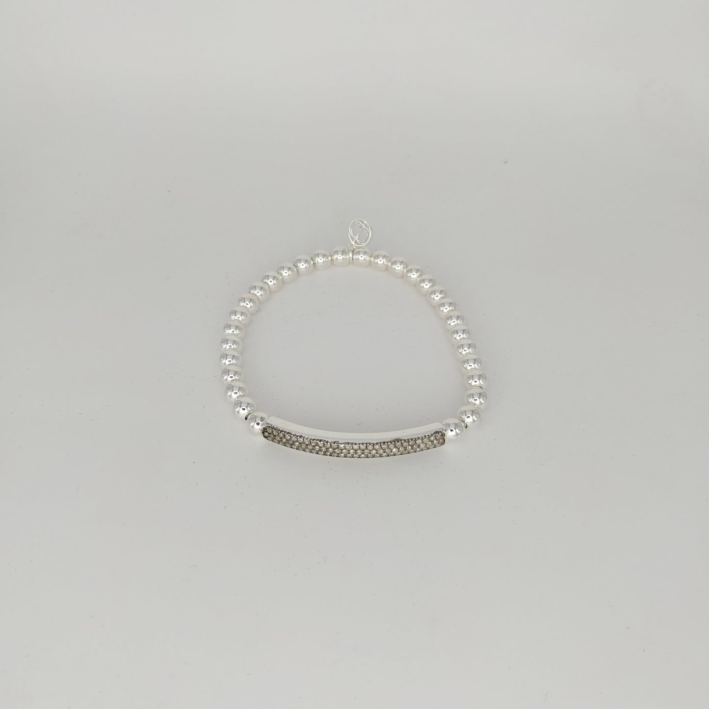 925 Sterling Silver Diamond Bar Stretch Bracelet | Handmade Black Diamond Bar Bracelet
