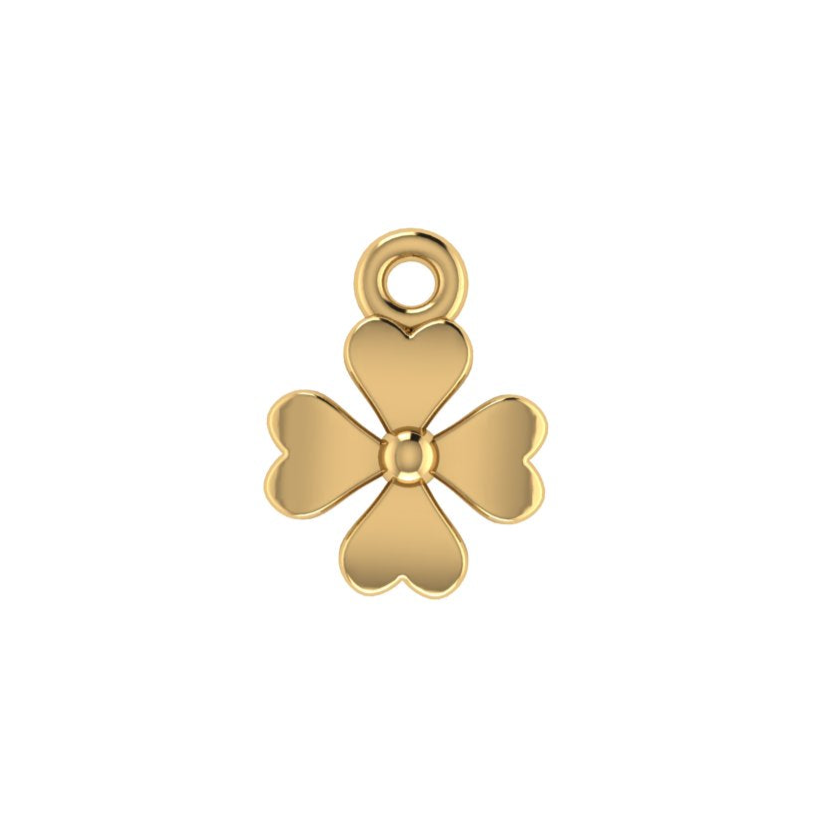 14K Yellow Gold Four-Leaf Clover Shape Charm