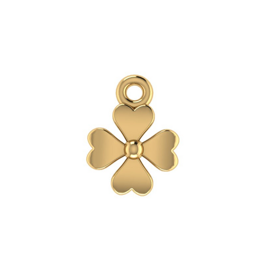 14K Yellow Gold Four-Leaf Clover Shape Charm