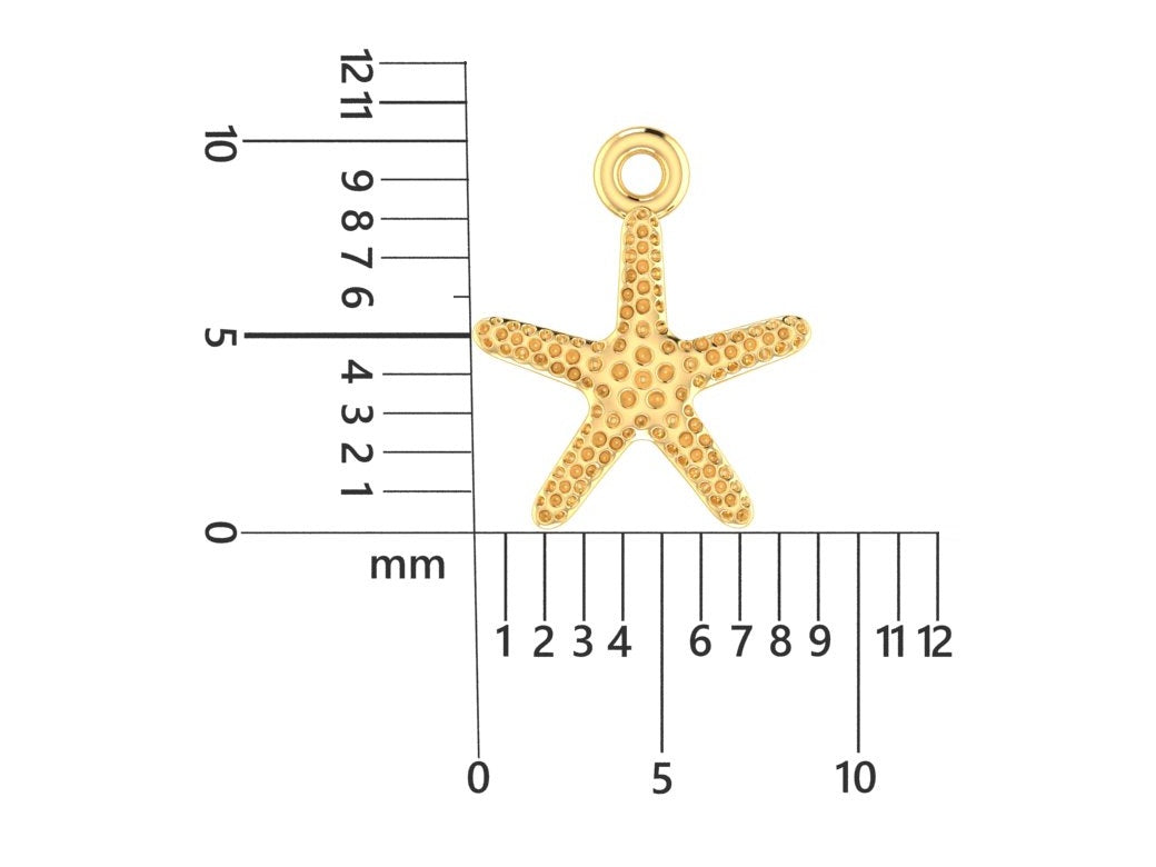14K Yellow Gold Starfish Shape Charm