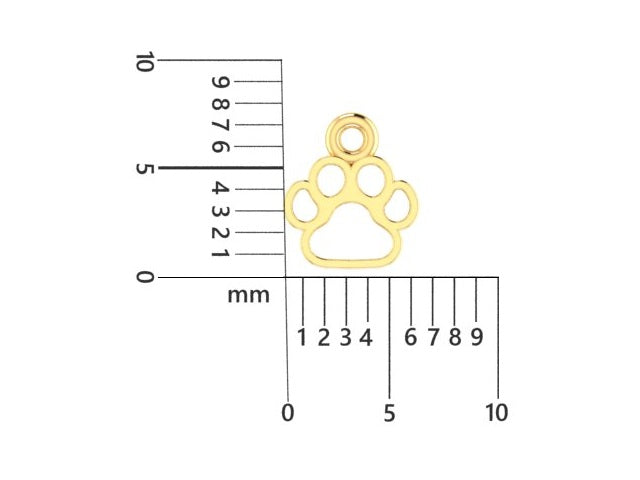 14K Yellow Gold Paw Claw Shape Charm