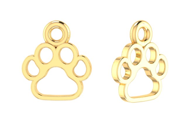 14K Yellow Gold Paw Claw Shape Charm
