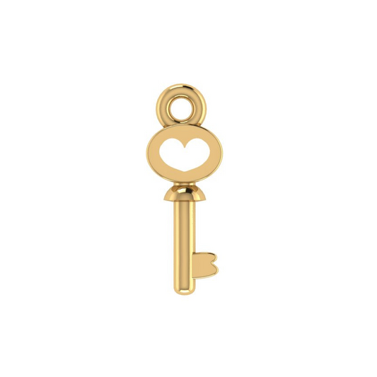 14K Yellow Gold Heart Key Charm