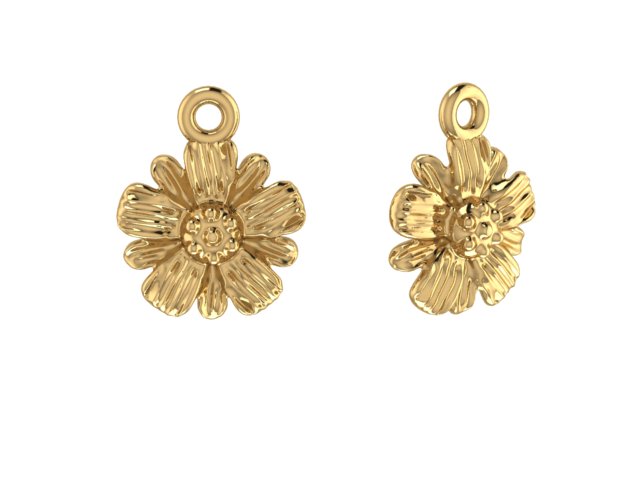 14K Yellow Gold Cherry Blossom Charm