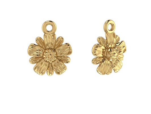 14K Yellow Gold Cherry Blossom Charm