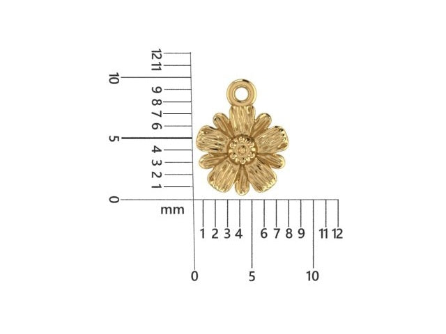 14K Yellow Gold Cherry Blossom Charm