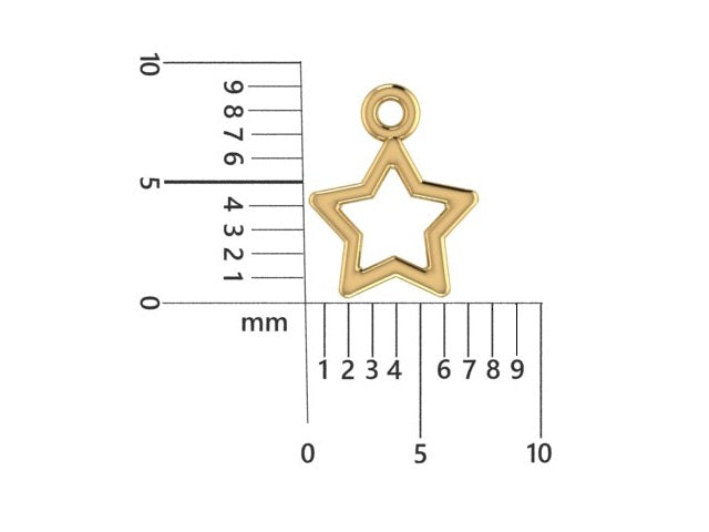 14K Yellow Gold Star Shape Charm