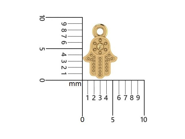 14K Yellow Gold Hamsa Hand Charm