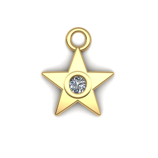 14K Yellow Gold Star Charm with Dia