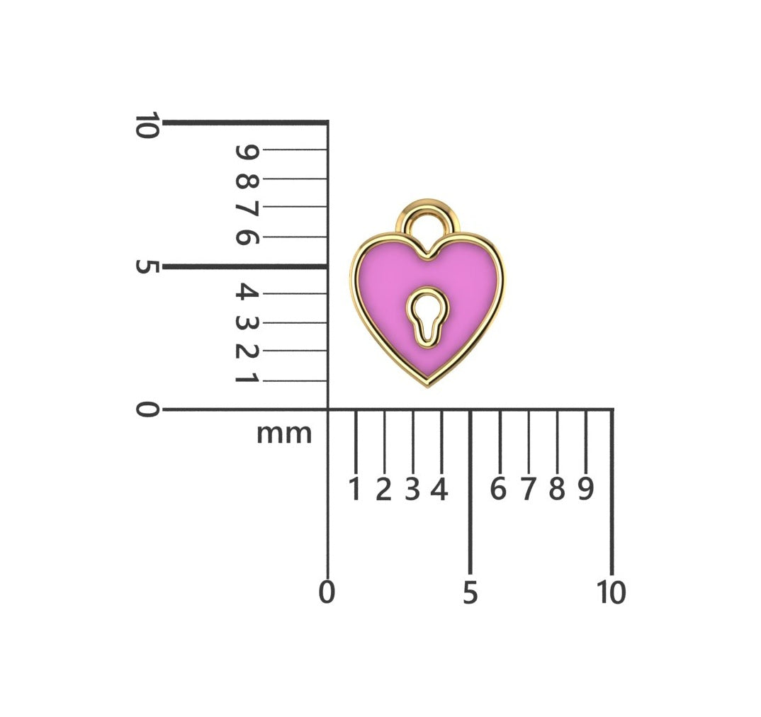 14K Yellow Gold Heart Lock Charm