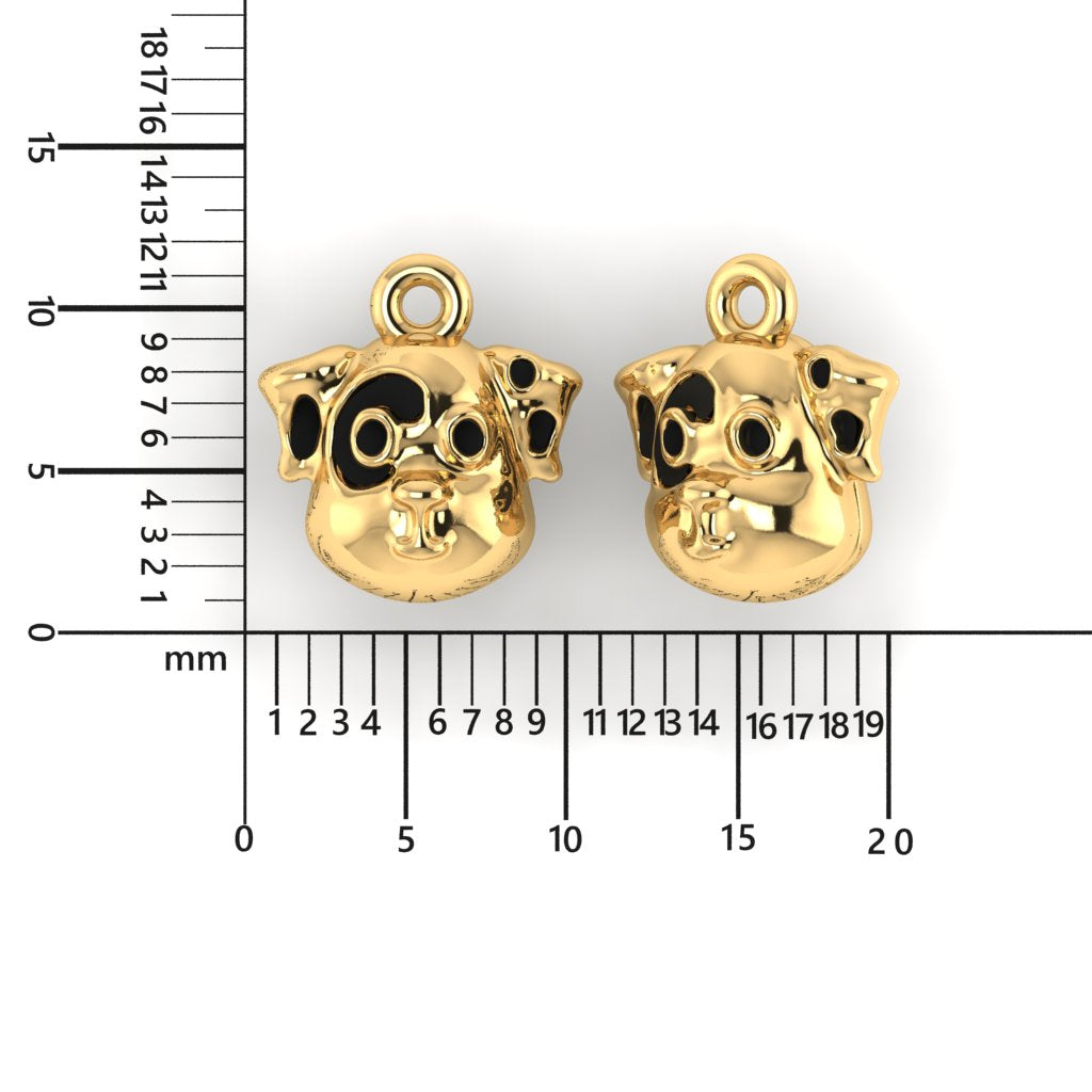 14K Yellow Gold Dalmatian Dog Face Charm