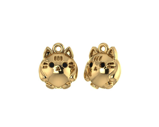 14K Yellow Gold Cat Charm