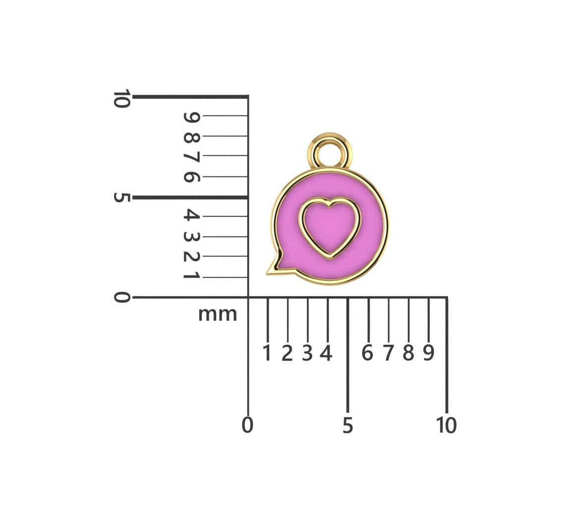14K Yellow Gold Heart SMS Charm