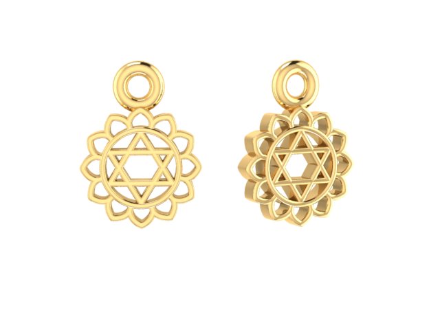 14K Yellow Gold Anahata Chakra Charm