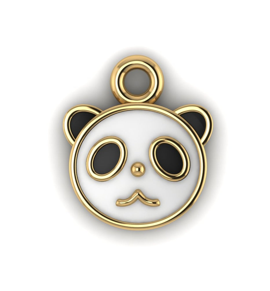 14K Yellow Gold Panda Face Charm