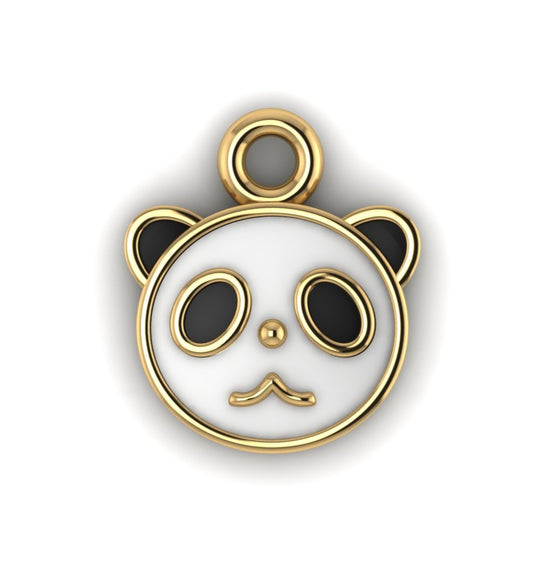 14K Yellow Gold Panda Face Charm