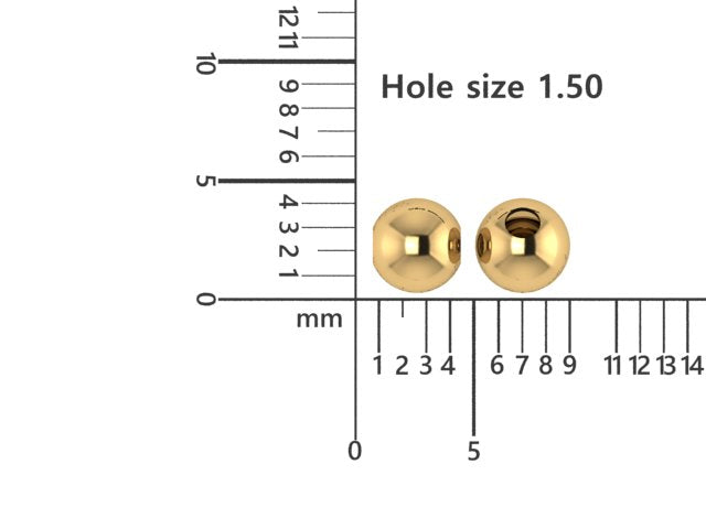 14K Yellow Gold 4mm Round Bead