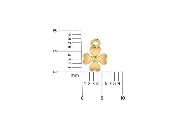 14K Yellow Gold Four-Leaf Clover Shape Charm