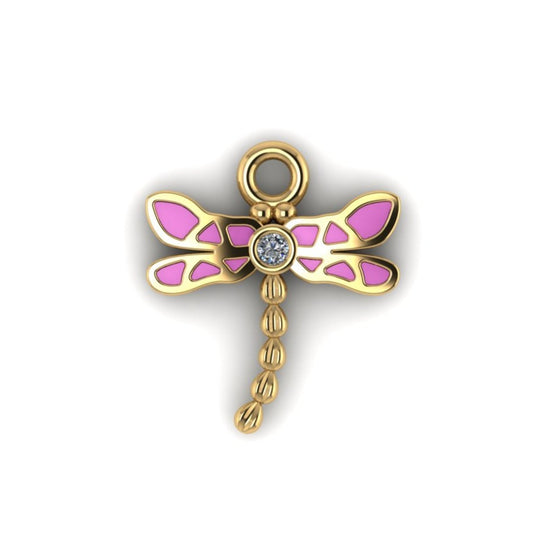 14K Yellow Gold Dragonfly Charm with Dia