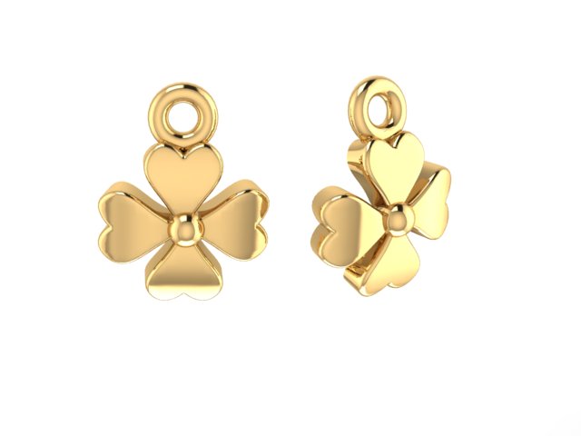 14K Yellow Gold Four-Leaf Clover Shape Charm