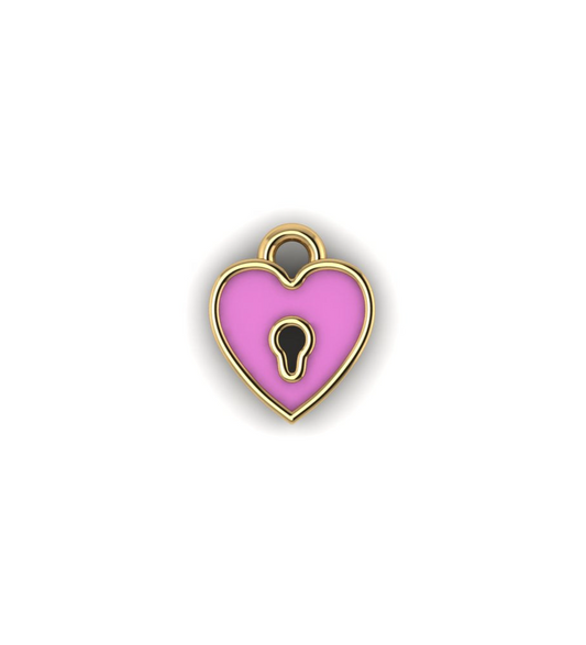 14K Yellow Gold Heart Lock Charm