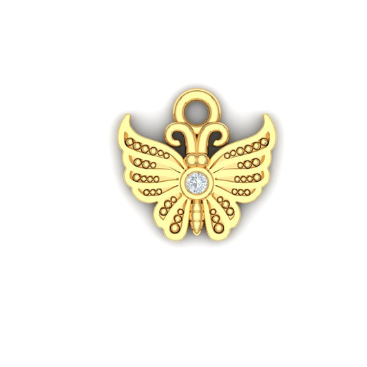 14K Yellow Gold Butterfly Charm with Dia