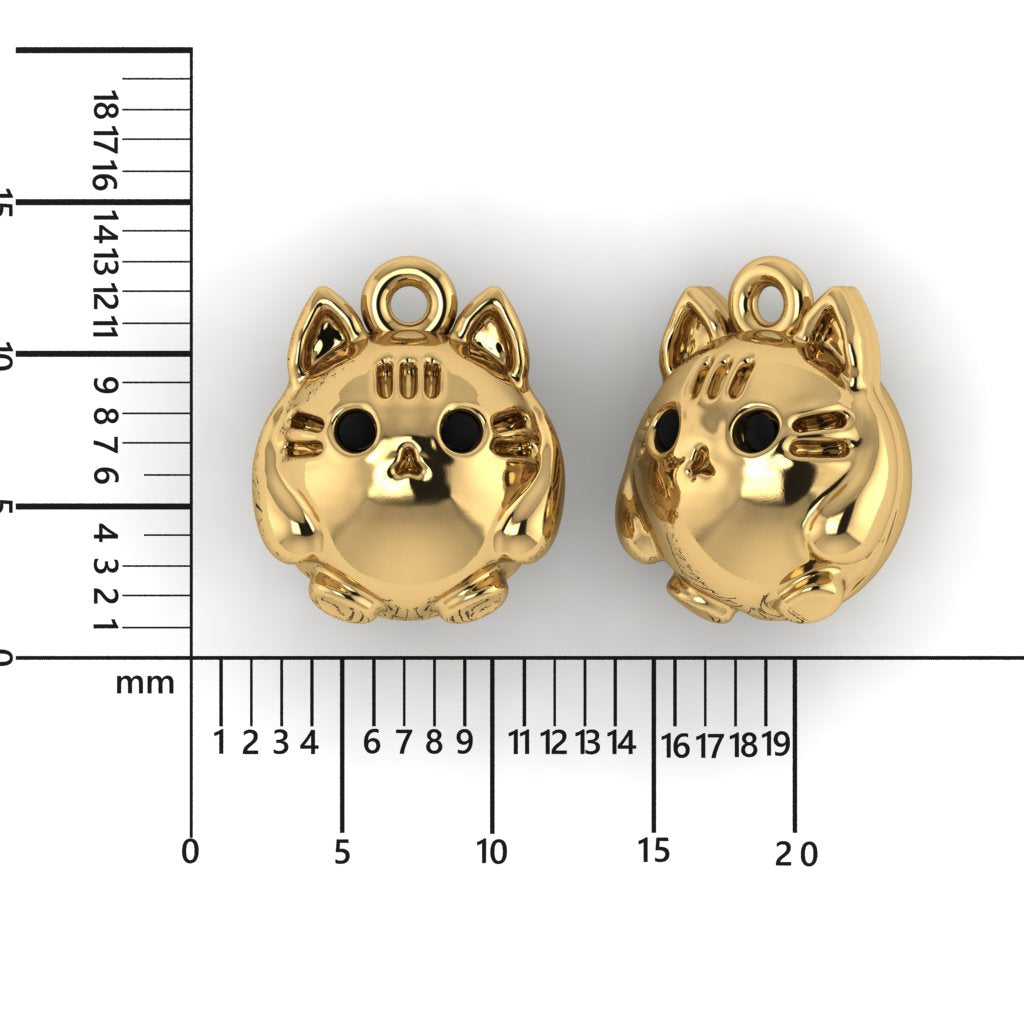 14K Yellow Gold Cat Charm