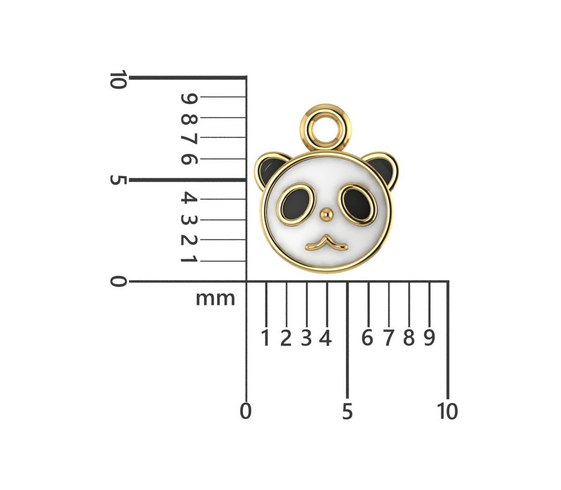 14K Yellow Gold Panda Face Charm