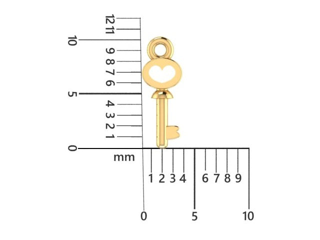 14K Yellow Gold Heart Key Charm