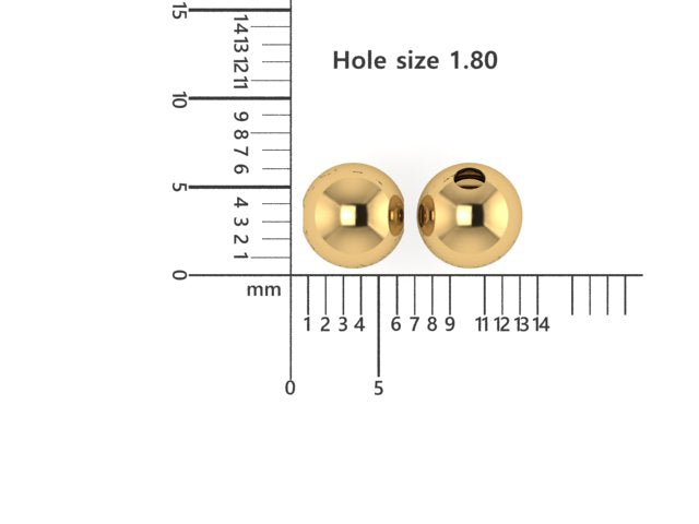 14K Yellow Gold 6mm Round Bead