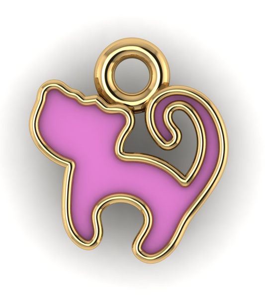 14K Yellow Gold Sweet & Petite Kitty Cat Charm